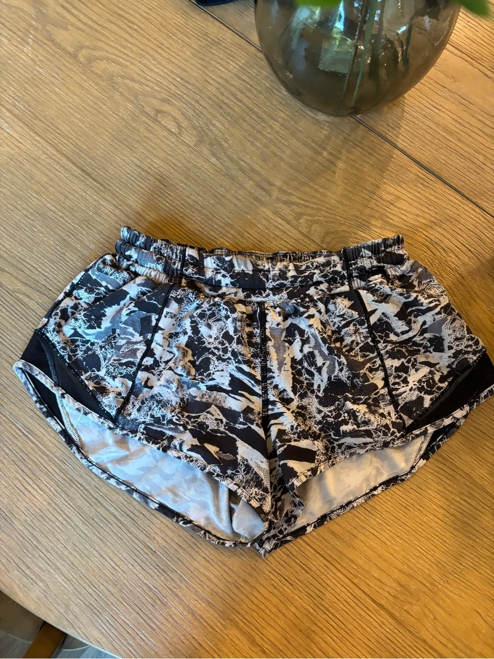 lululemon athletica Black & White Marble Print Athletic Shorts